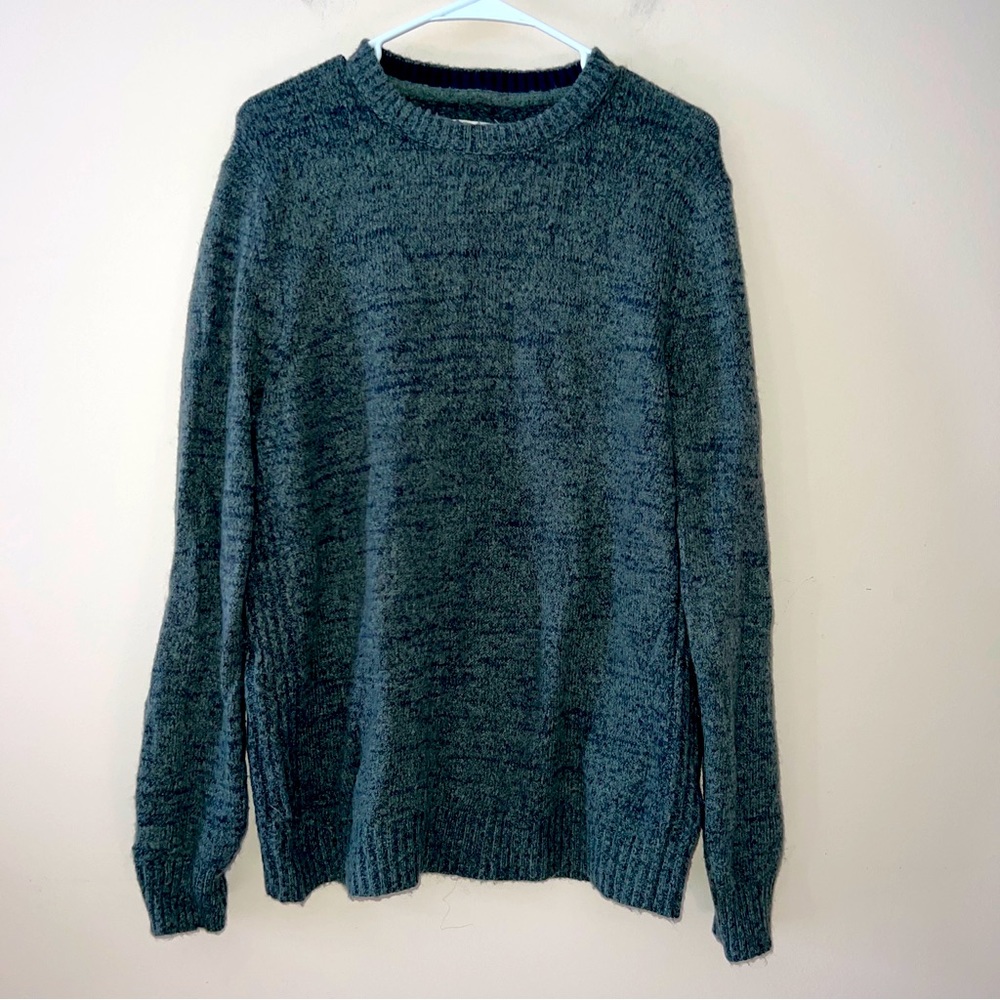 Fat Face Mens Jumper Large Green Knit Long Sleeve Wool Blend Crew Neck Sweater